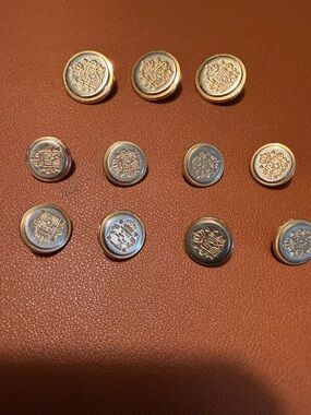 Set of Decorative Metallic Blazer Buttons - Silver and Gold Tones